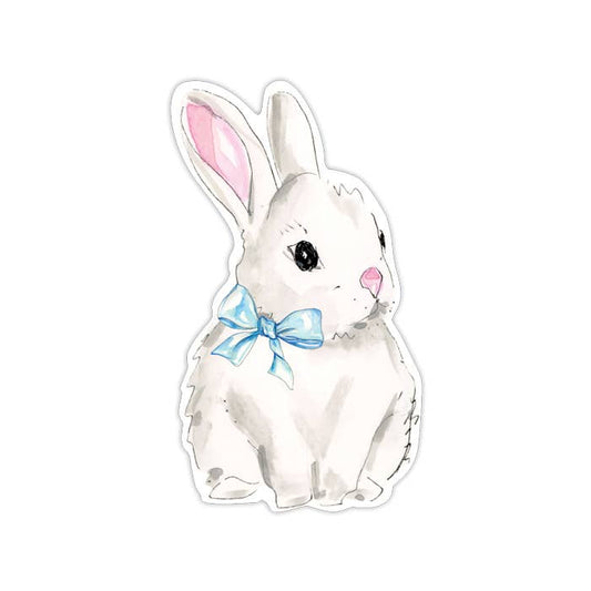 Handpainted Easter Bunny with Blue Bow Die-Cut Accent -RosanneBeck Collections