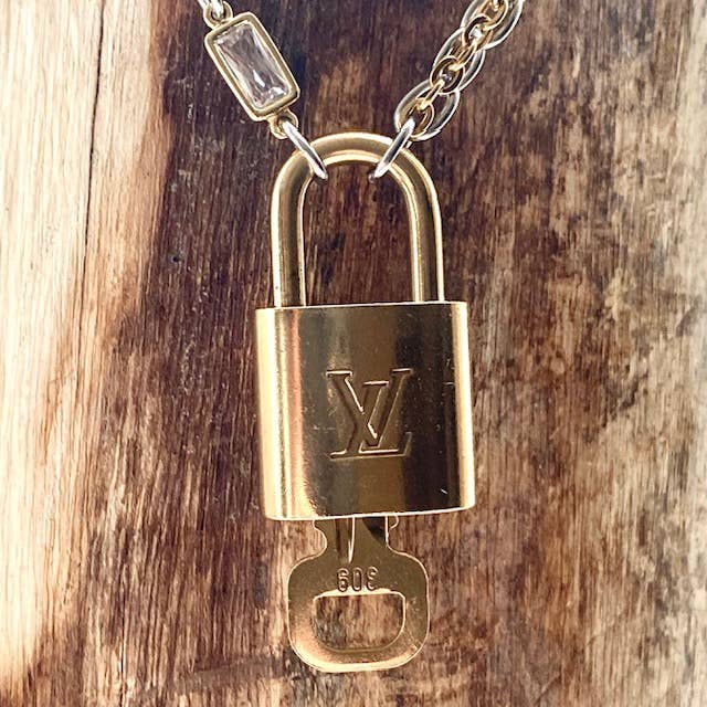 Louis Vuitton  lock necklace repurposed upcycled LV