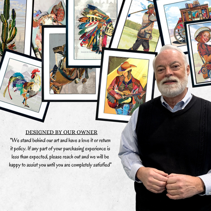 3D Collage Art | Cowboy on Bronc (36"x24")