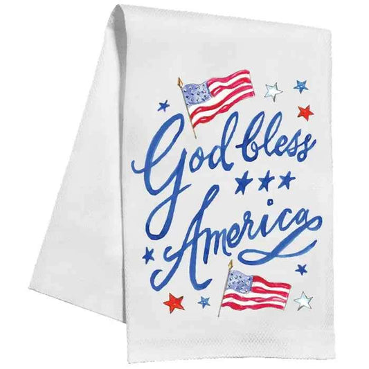 God Bless America Flags and Stars Kitchen Towel