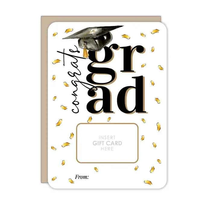 Hand painted Congrats Grad Cap and Tassel Gift Card Greeting