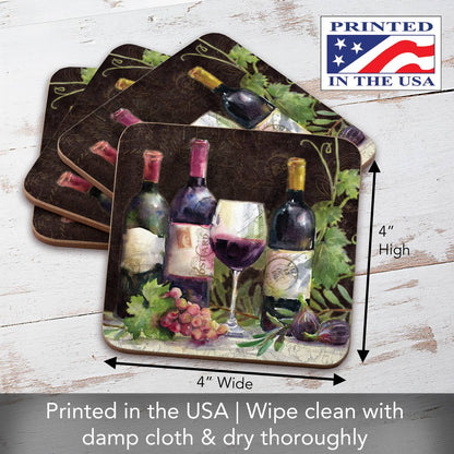 Cala Home Rustic Wine Boxed Hardboard Coaster 4pk