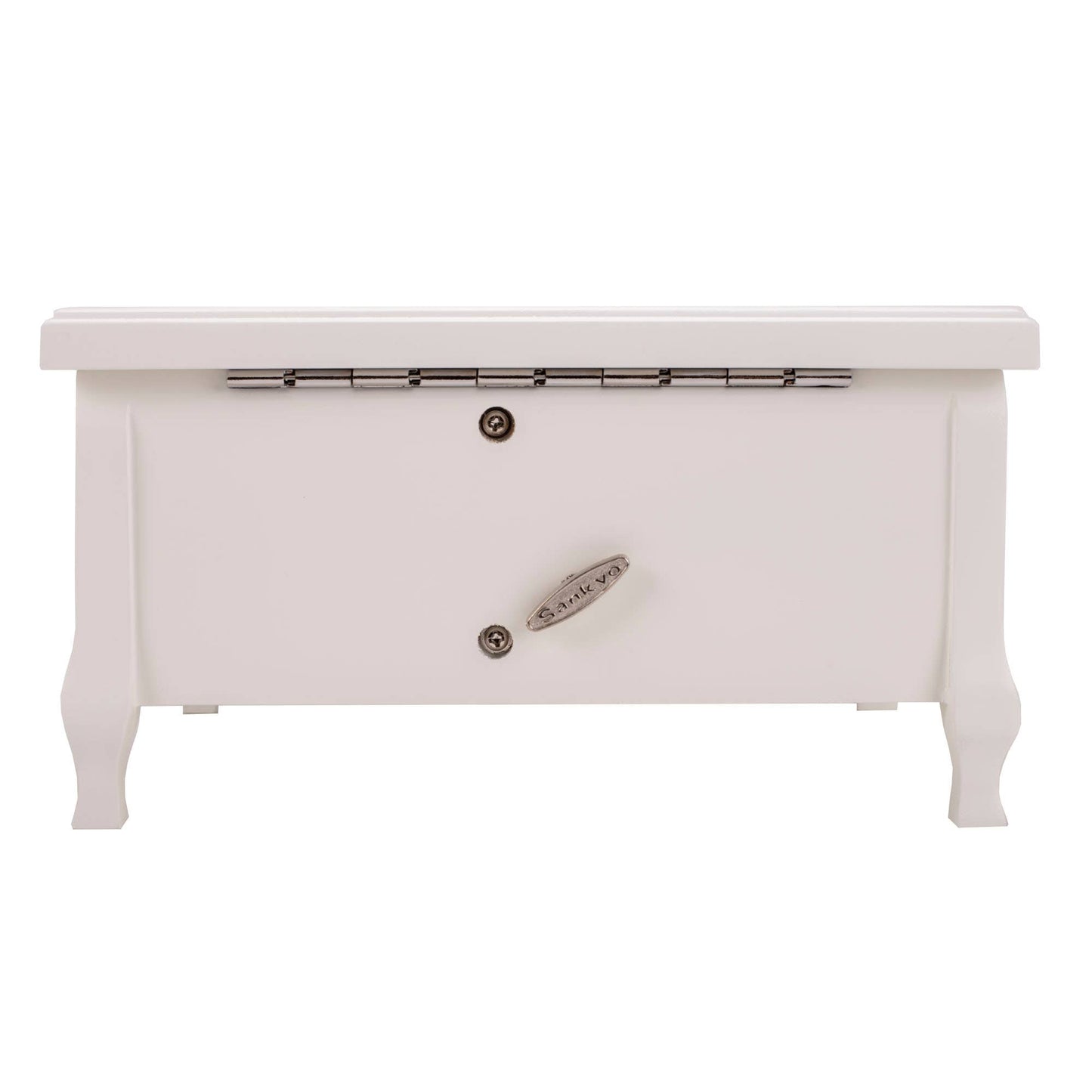 Joyero musical de madera MDF y terciopelo de 8 x 6 pulgadas, color blanco bailarina