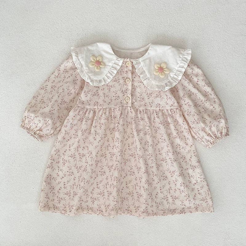 Baby Girls Flower Long-sleeved Bodysuit