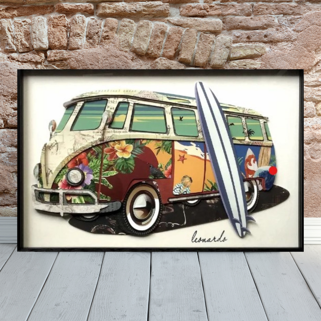 3D Collage Art | Vintage Volkswagon (24"x16")