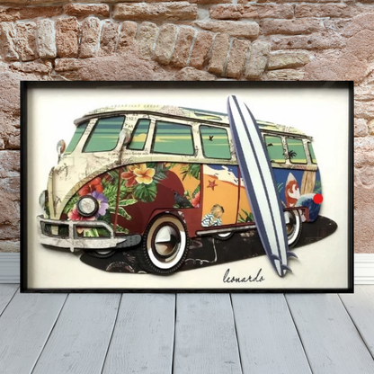 3D Collage Art | Vintage Volkswagon (24"x16")