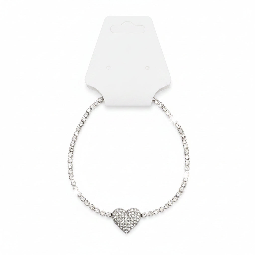 Heart & Rhinestone Clasp Bracelet   (42)