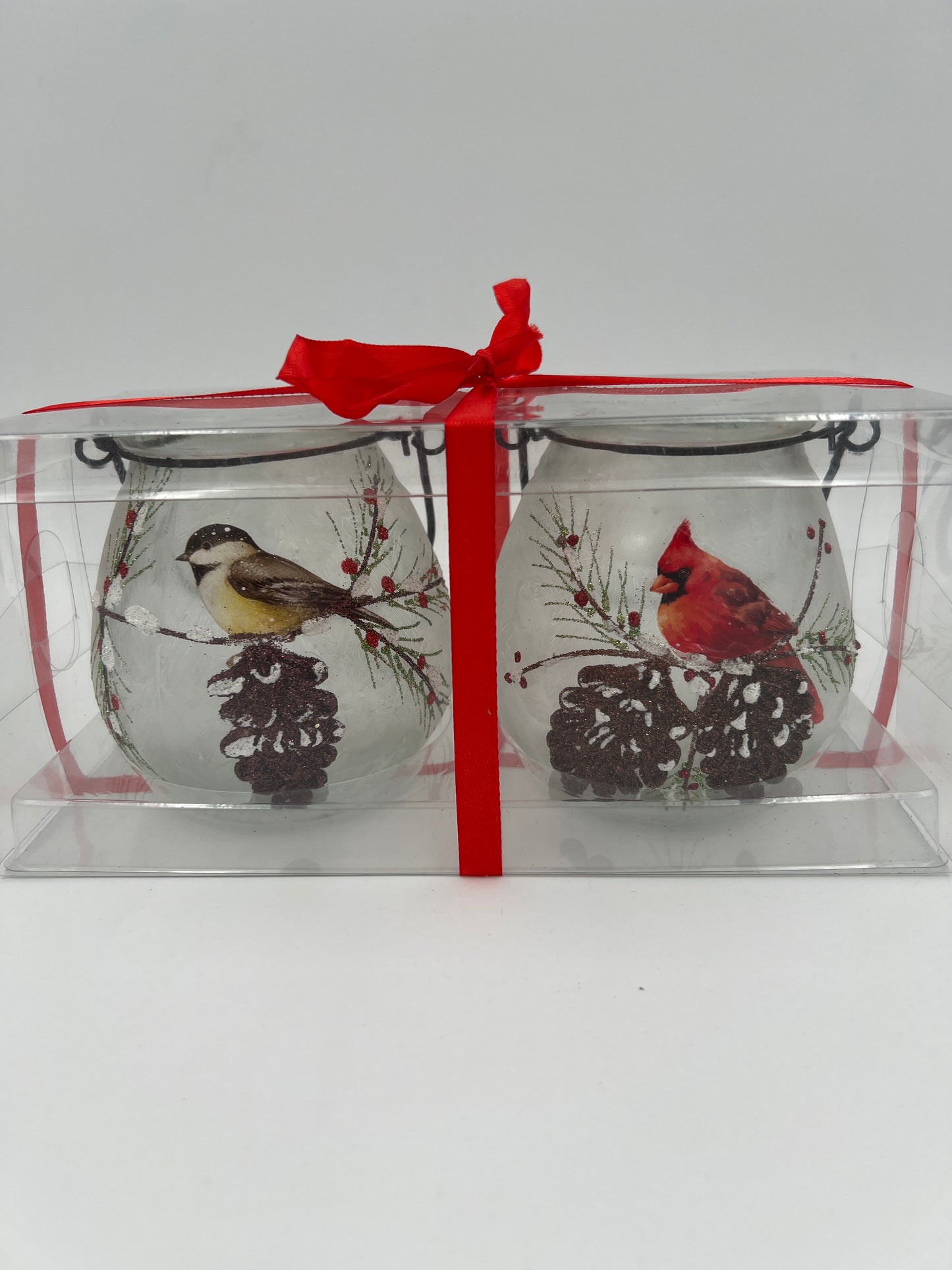 Set of 2 4.3" Frosted Glass Bird Luminaries