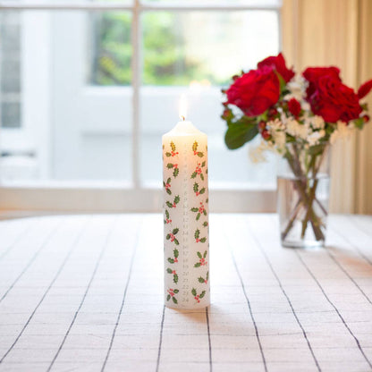 Holly Christmas Pillar Advent Candles