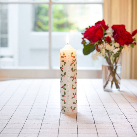 Holly Christmas Pillar Advent Candles
