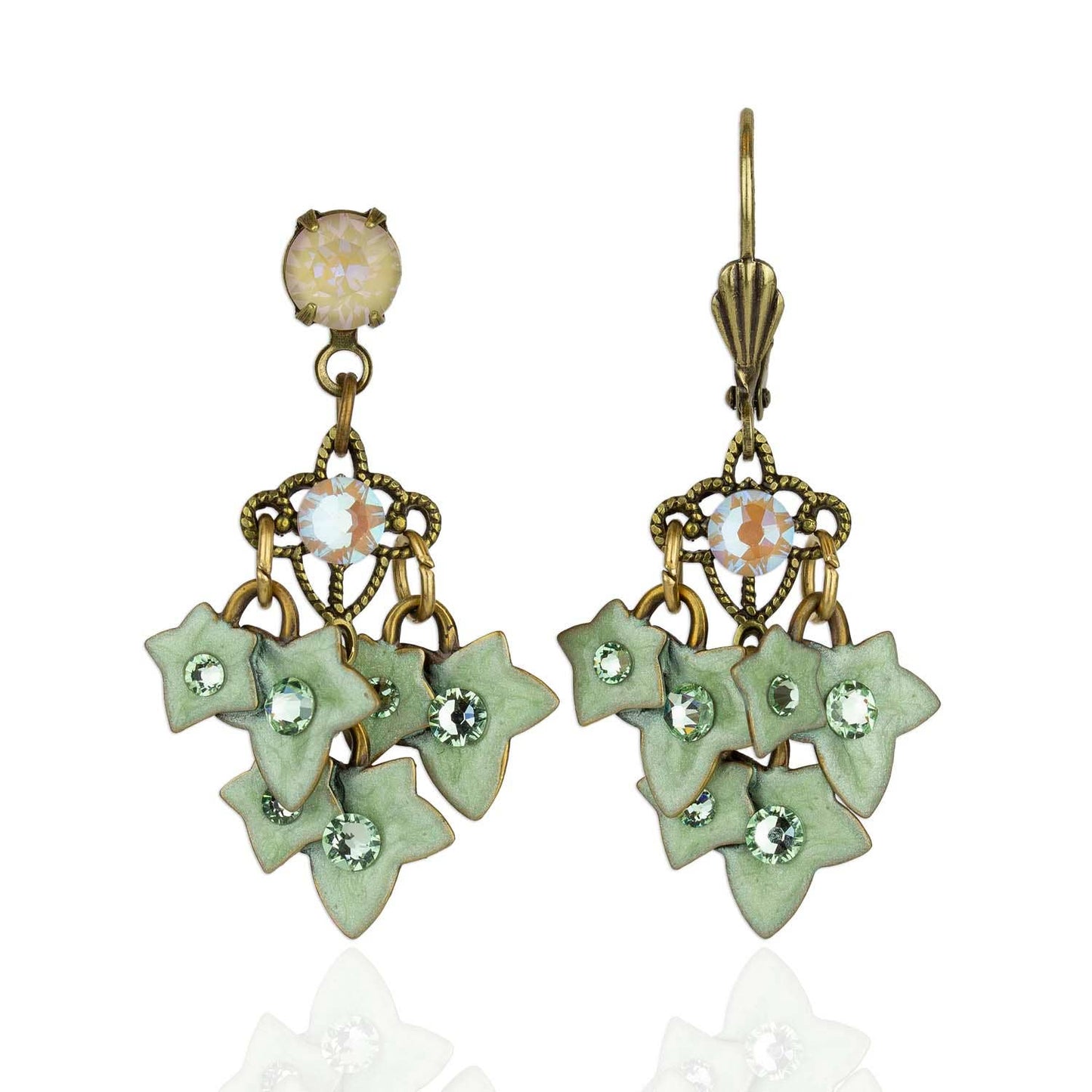Lierre Crystal Ivy Leaf Earrings