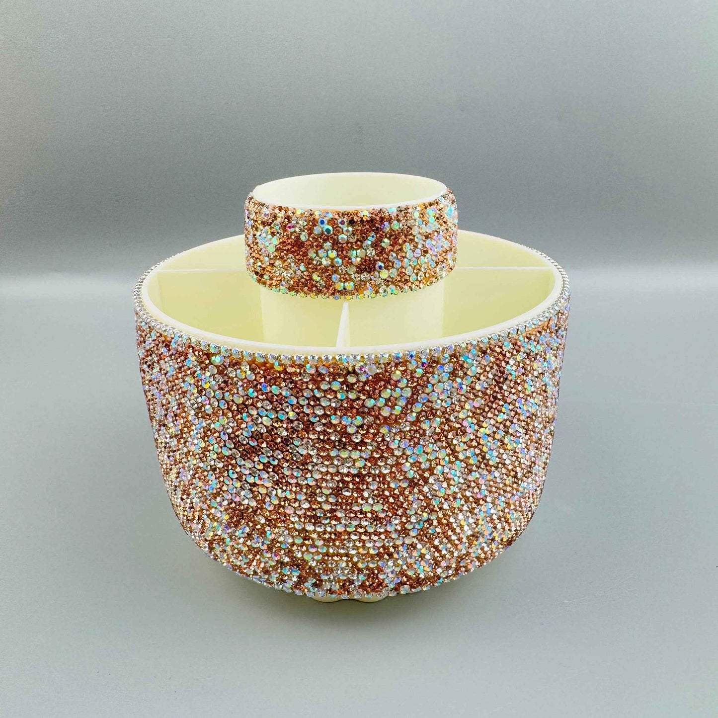 Ceramic Rhinestone Make Up Brush Rotatable Holder 5 Slot CR0001: Gold