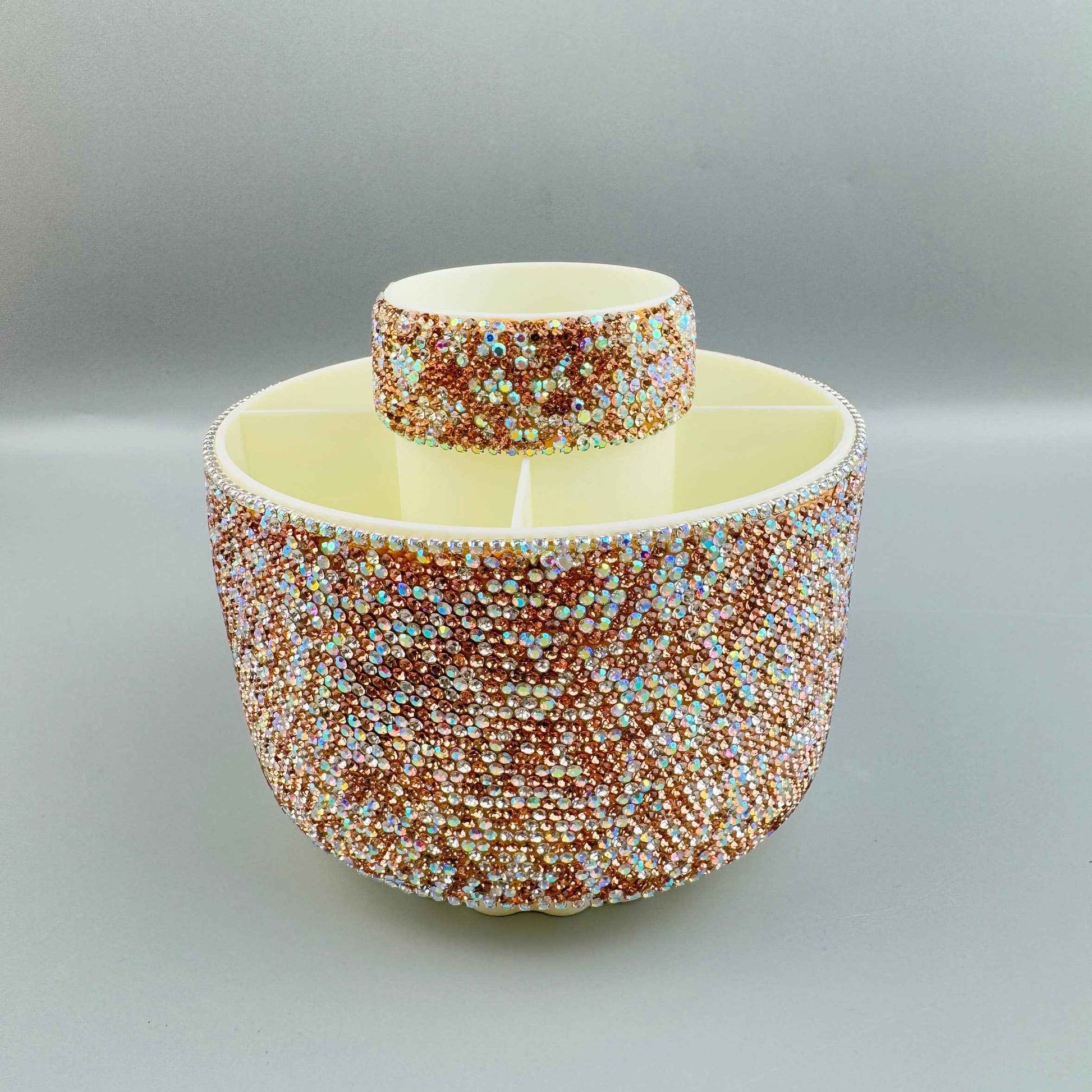 Ceramic Rhinestone Make Up Brush Rotatable Holder 5 Slot CR0001: Gold