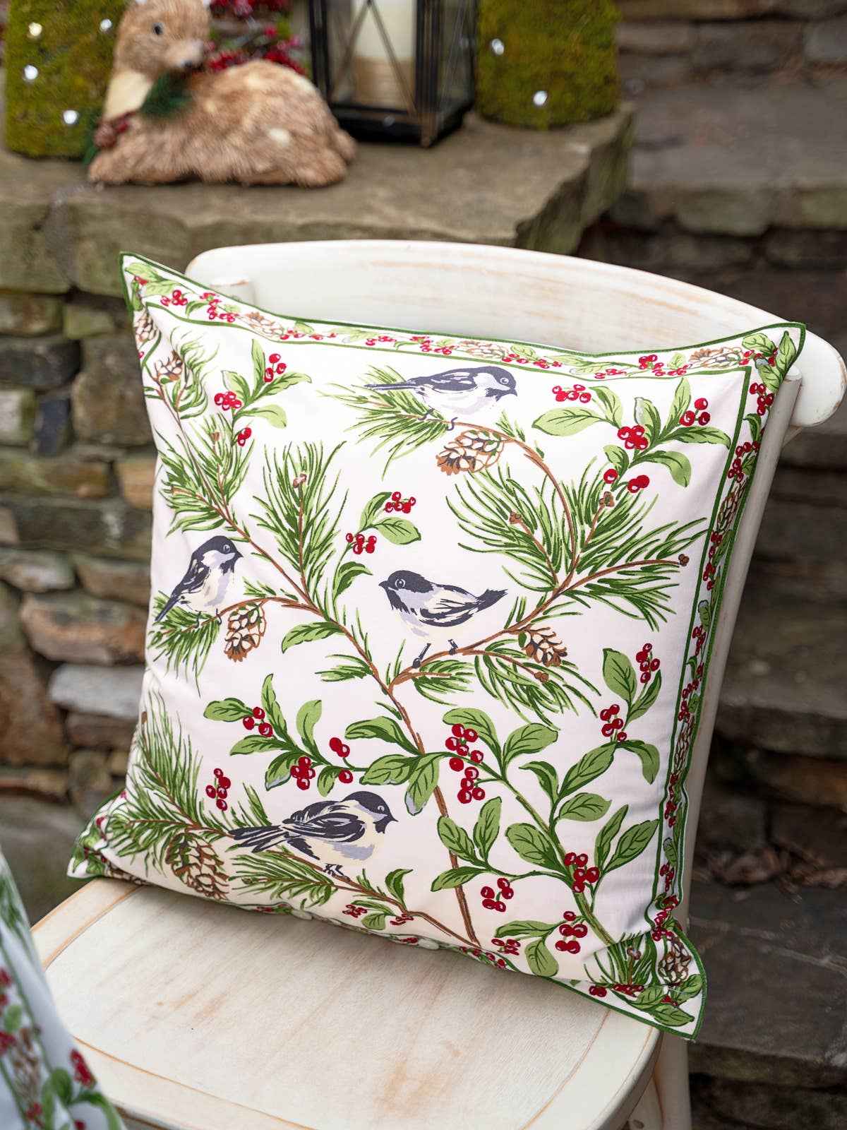 Chickadee Cushion Cover - Ivory