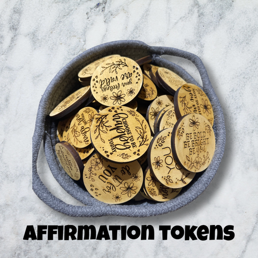 Laser-Engraved Wooden Affirmation Coins Assorted