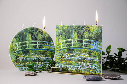 Flat Hand-Crafted 6" Square Candle - Claude Monet