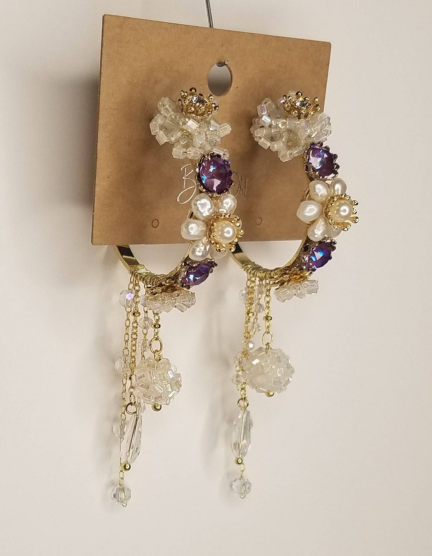 Handmade Fancy Hoop Earrings w/ Swarovski elements