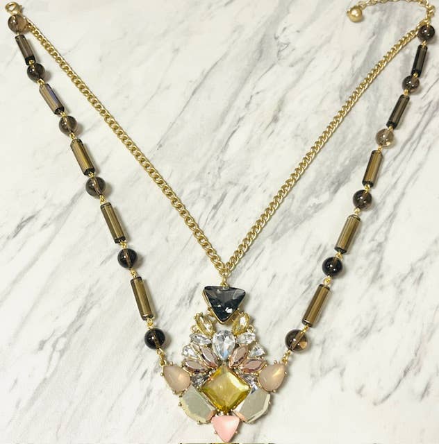 Anita K By Blushing Pink - SQ, Crystal, & Resin Statement Necklace