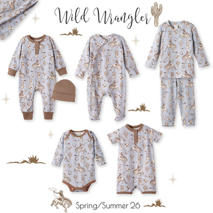 Wild Wrangler/Blue Western Bamboo Shorty Romper
