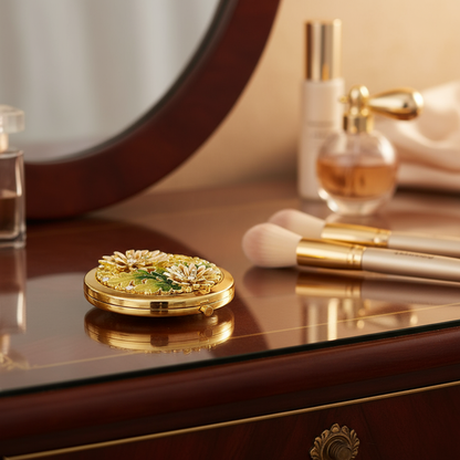 Floret Compact | Floral Compact | Gold Compact |