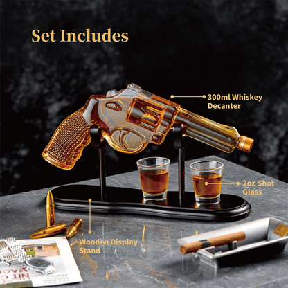 CRAFTGEN - Gun Whiskey Decanter Set - Gifts for Men Husband Dad