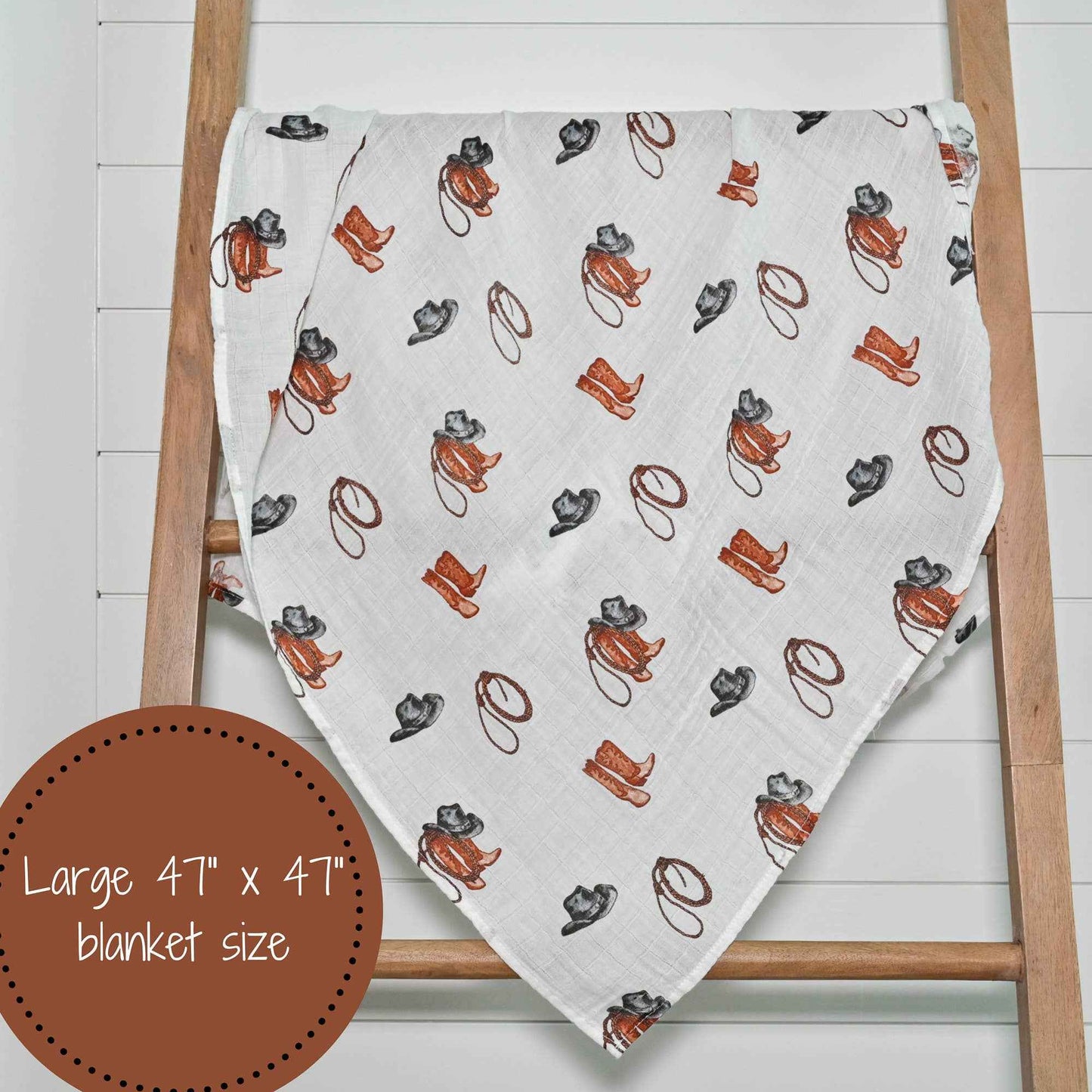 LollyBanks - Life Is Better In Boots Western Baby Muslin Swaddle Blanket