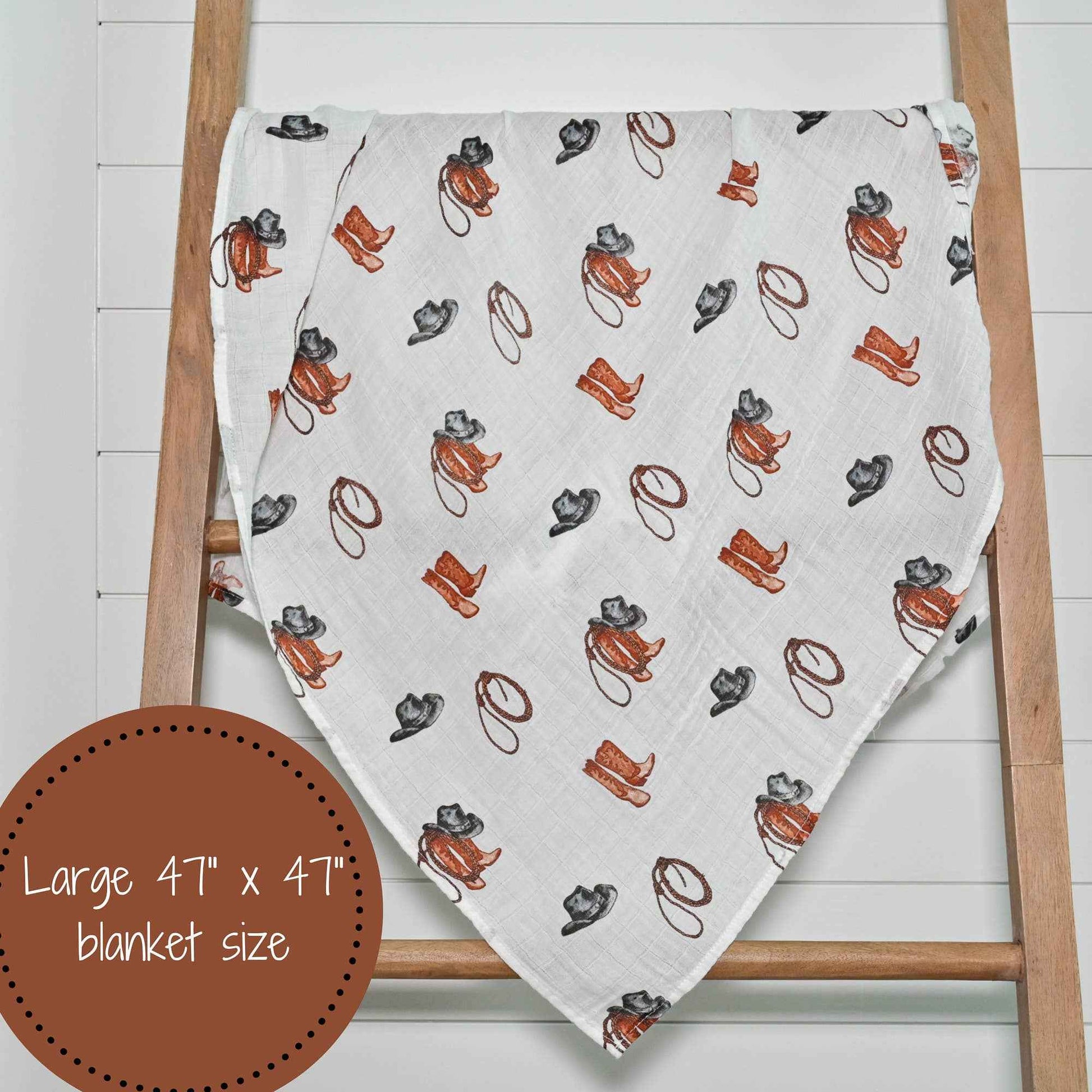 LollyBanks - Life Is Better In Boots Western Baby Muslin Swaddle Blanket