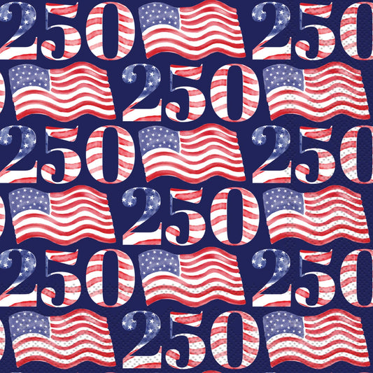 Paper Cocktail Napkin 20Ct USA 250 Flags Semi quincentennial