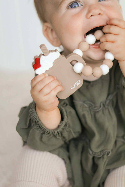 Handheld Milkshake Teether Ring Toy for Babies