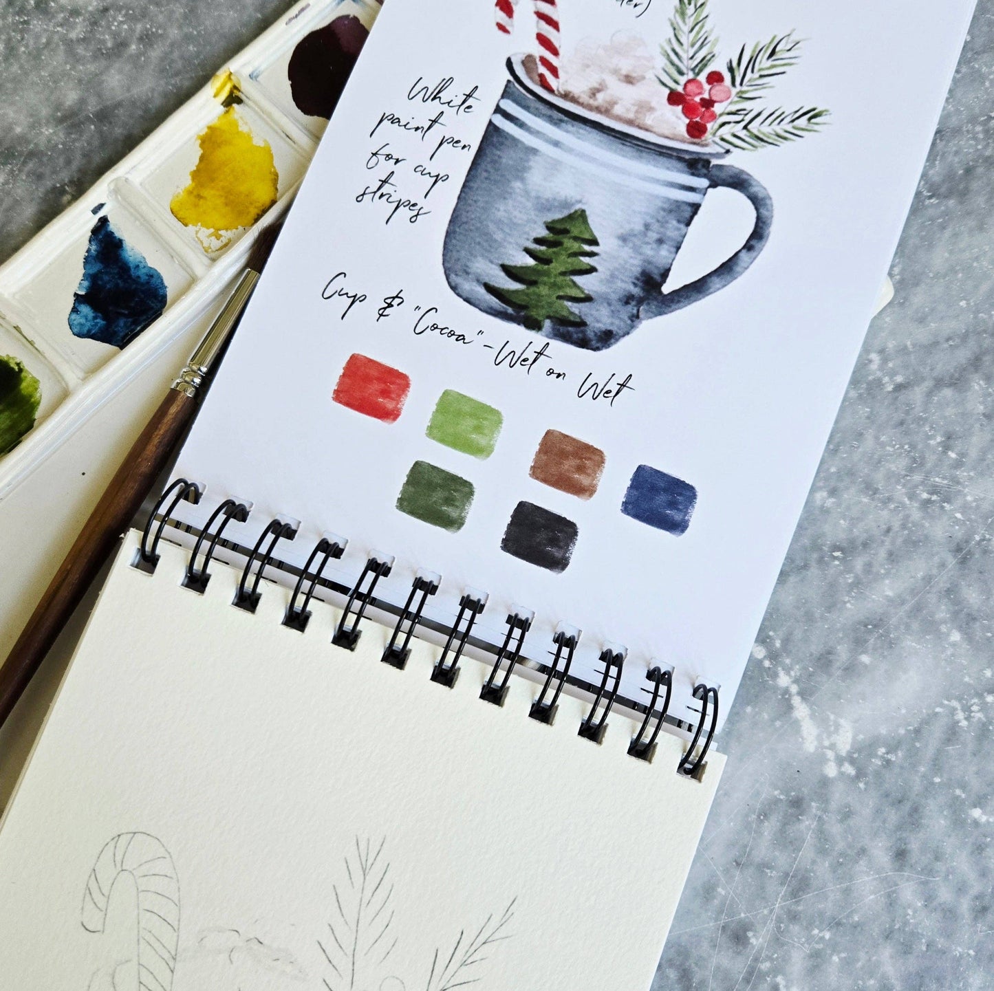 Watercolor Workbook, Spiral Bound, Christmas