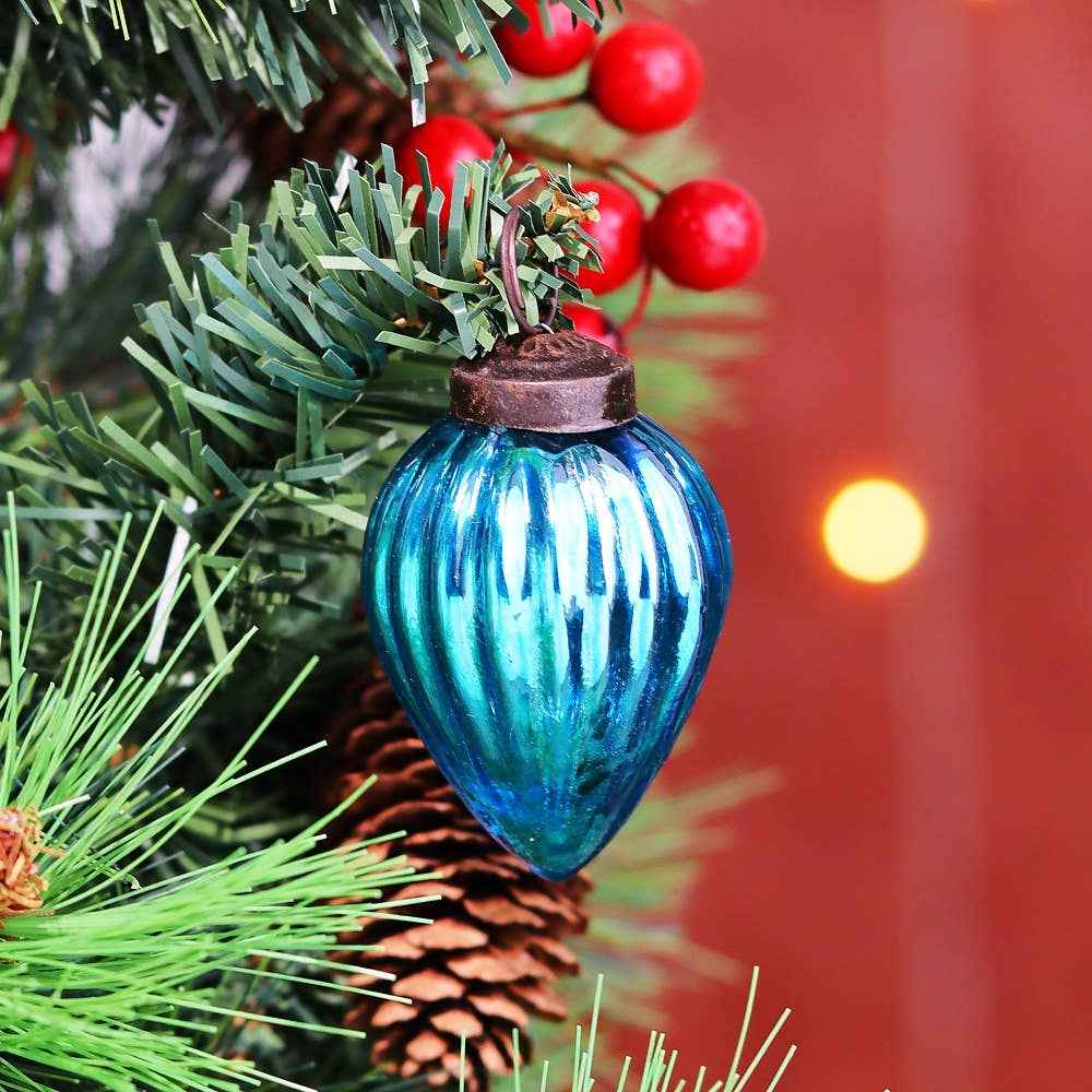 60 Turquoise Glass Pinecone Christmas Ornaments for New Year