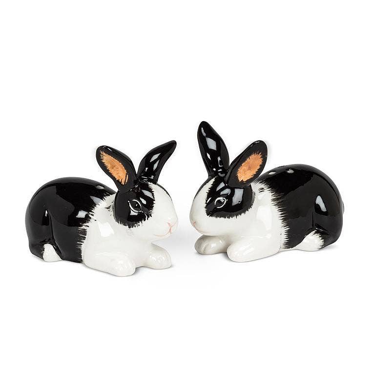 Rabbit Salt and Pepper Shakers-Black and White 2pc