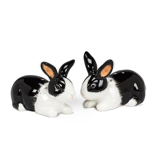 Rabbit Salt and Pepper Shakers-Black and White 2pc