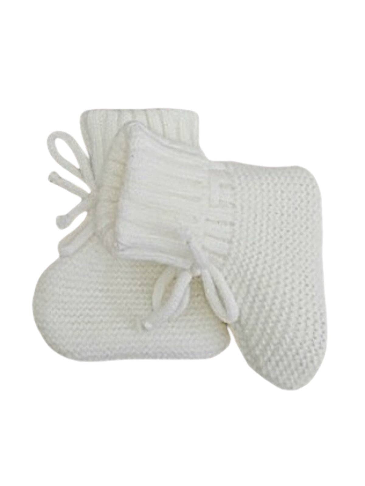 Knit Booties, White: 0 - 6 mo.