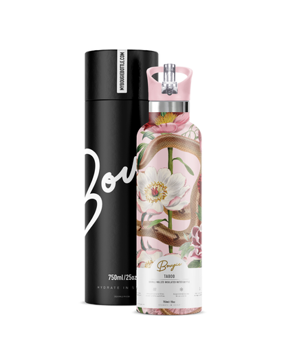 Taboo | Serpent & Flower Tattoo Insulated Water Bottle 25oz