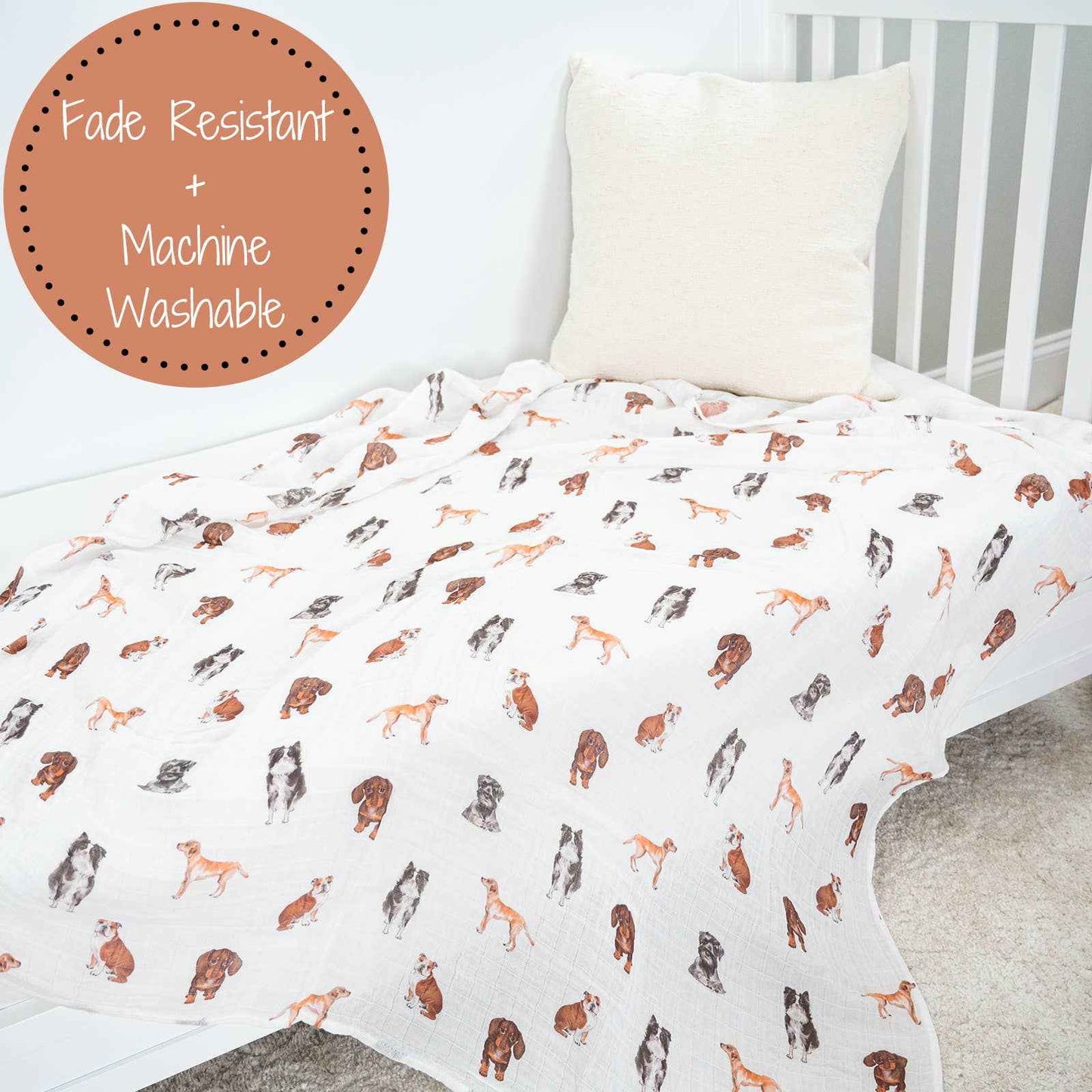LollyBanks - Adorable Dog Print Baby Muslin Swaddle Blanket