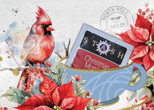 TEA Greeting Card w. REAL TEA BAG - Holidays Christmas