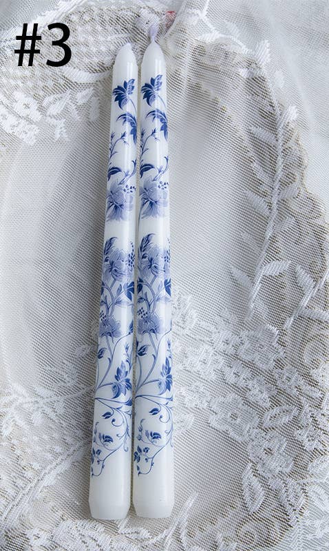 Blue and White Porcelain Smokeless Taper Candle