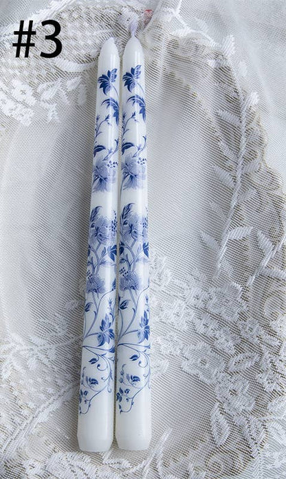 Blue and White Porcelain Smokeless Taper Candle