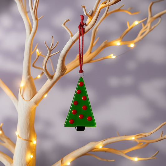Fused Glass Christmas Tree Ornament -