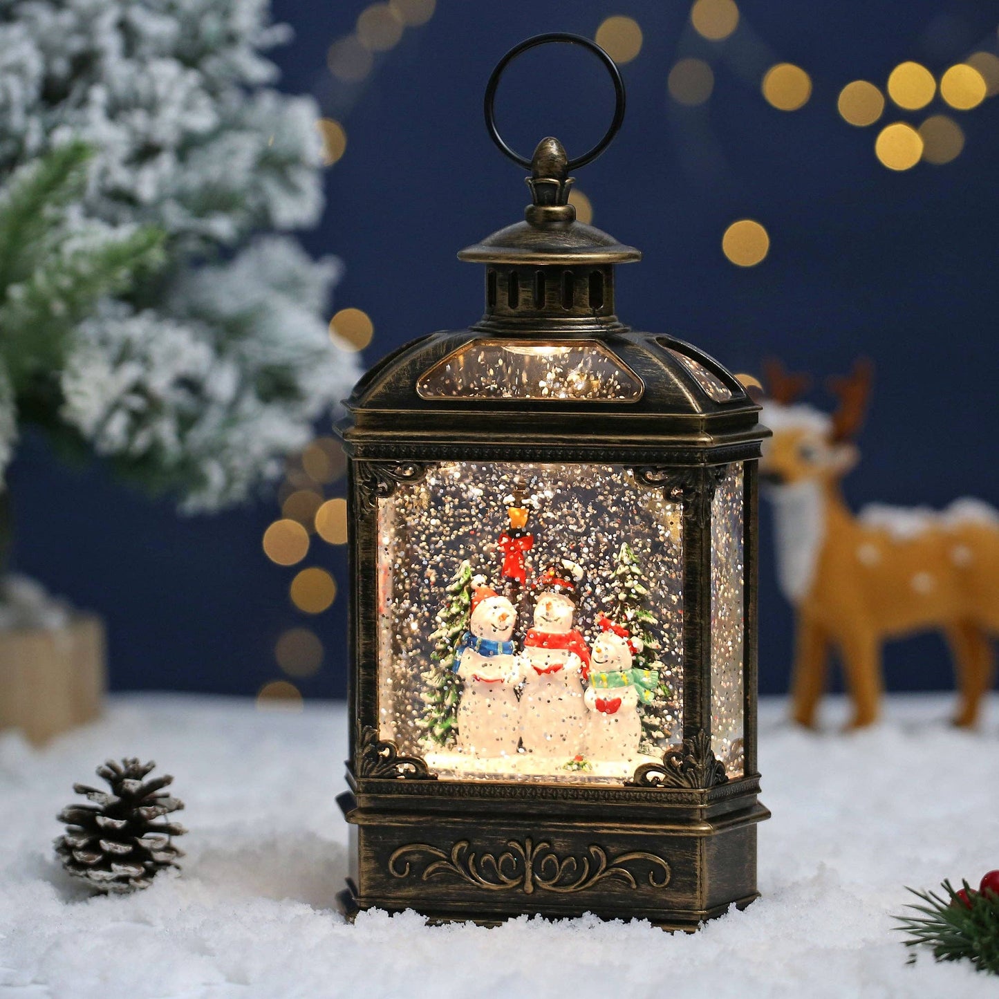 Christmas Vintage Snow Globe Lantern