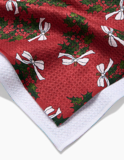 Geometry - Christmas Berry Bow Tea Towel