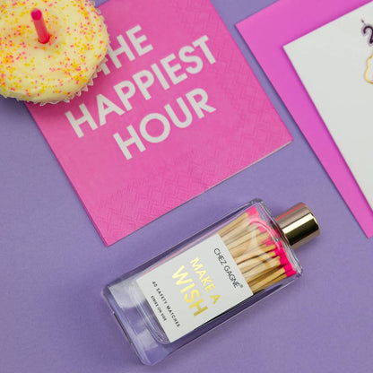 Pide un deseo - Cerillas de seguridad para botellas de vidrio de cumpleaños - Rosa brillante