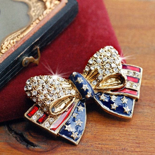 USA American Flag Bow Pin