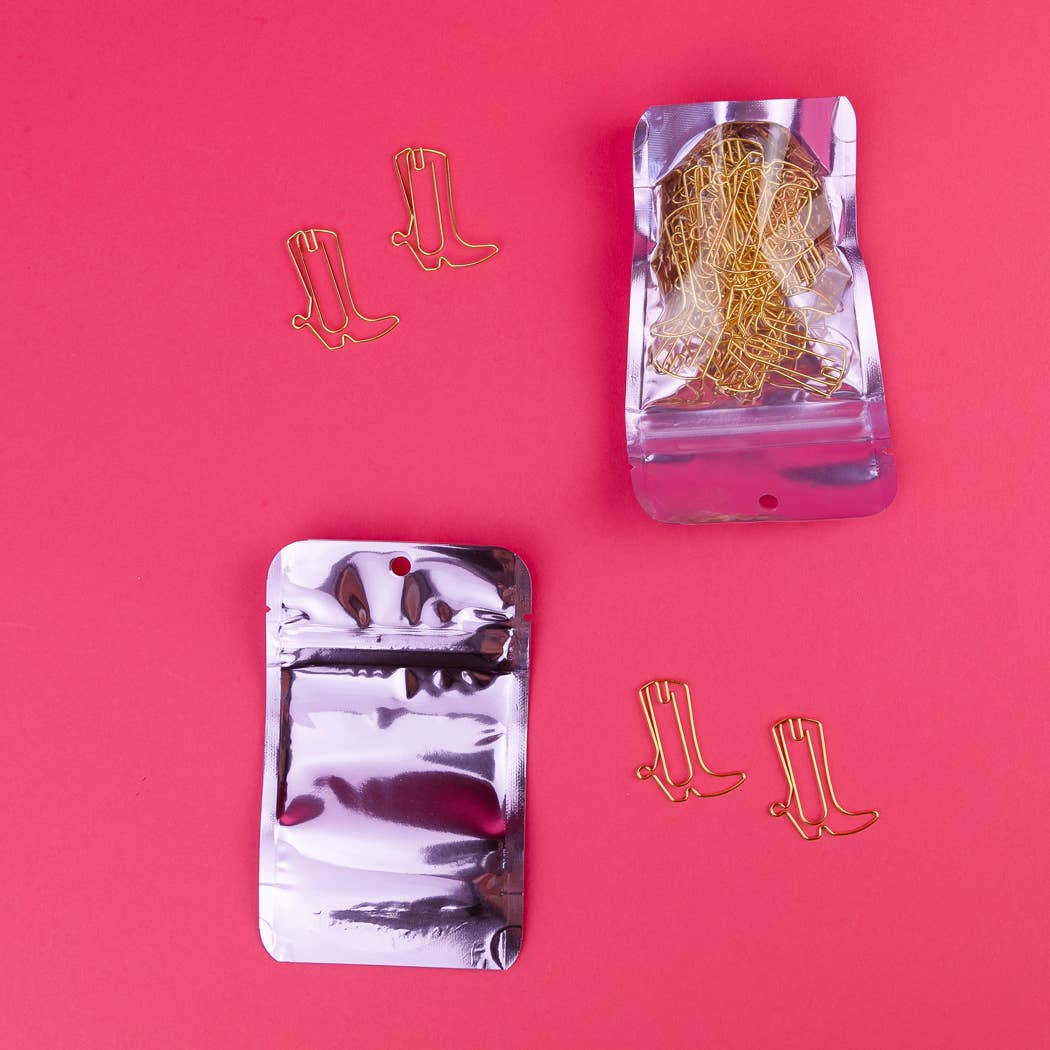 Bota de vaquero - Clips de papel chapados en oro únicos - Paquete de 25