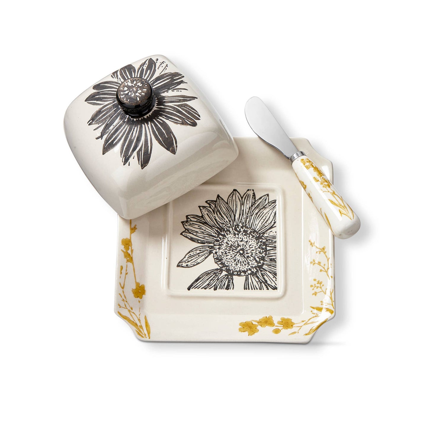 Let It Be Dish+Lid+Spreader Set Multi Stoneware