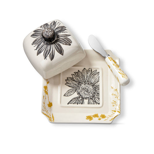 Let It Be Dish+Lid+Spreader Set Multi Stoneware