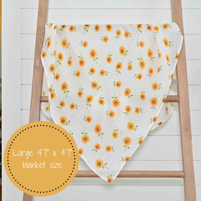 LollyBanks - Sunflower Fields Baby Muslin Swaddle Blanket