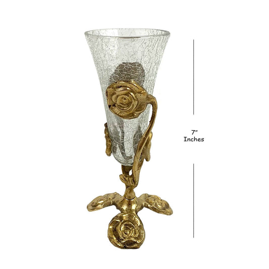 Hermoso soporte para rosas de latón macizo - Cristal craquelado de sobremesa