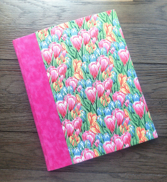 Fabric Covered Hardcover Notebook Composition Book Cover - Rainbow Tulip FIeld